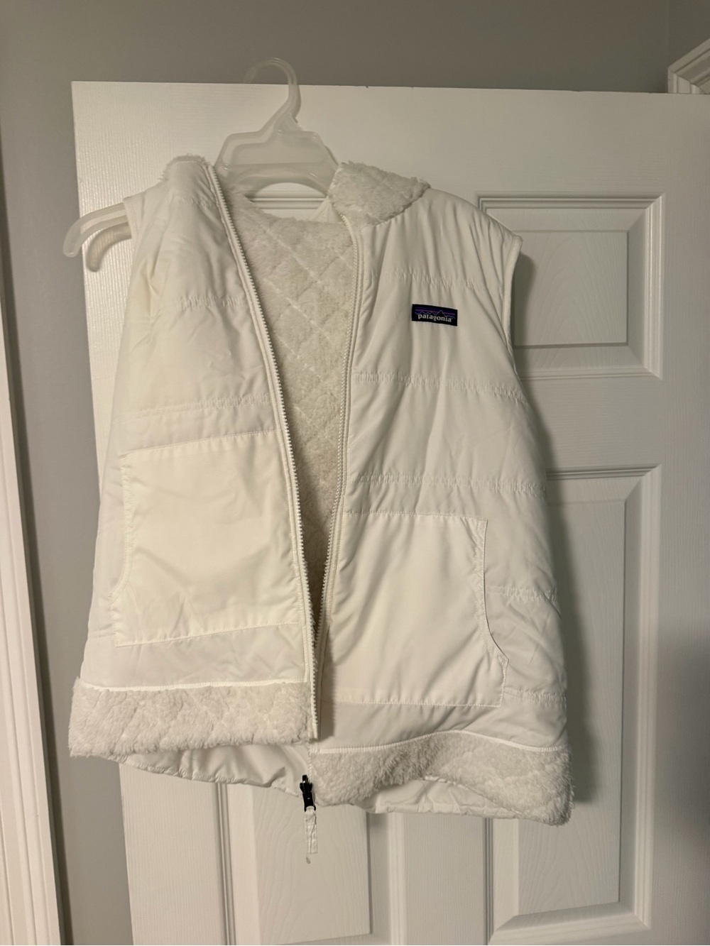 Patagonia Cream Quilted Sherpa-Lined Vest